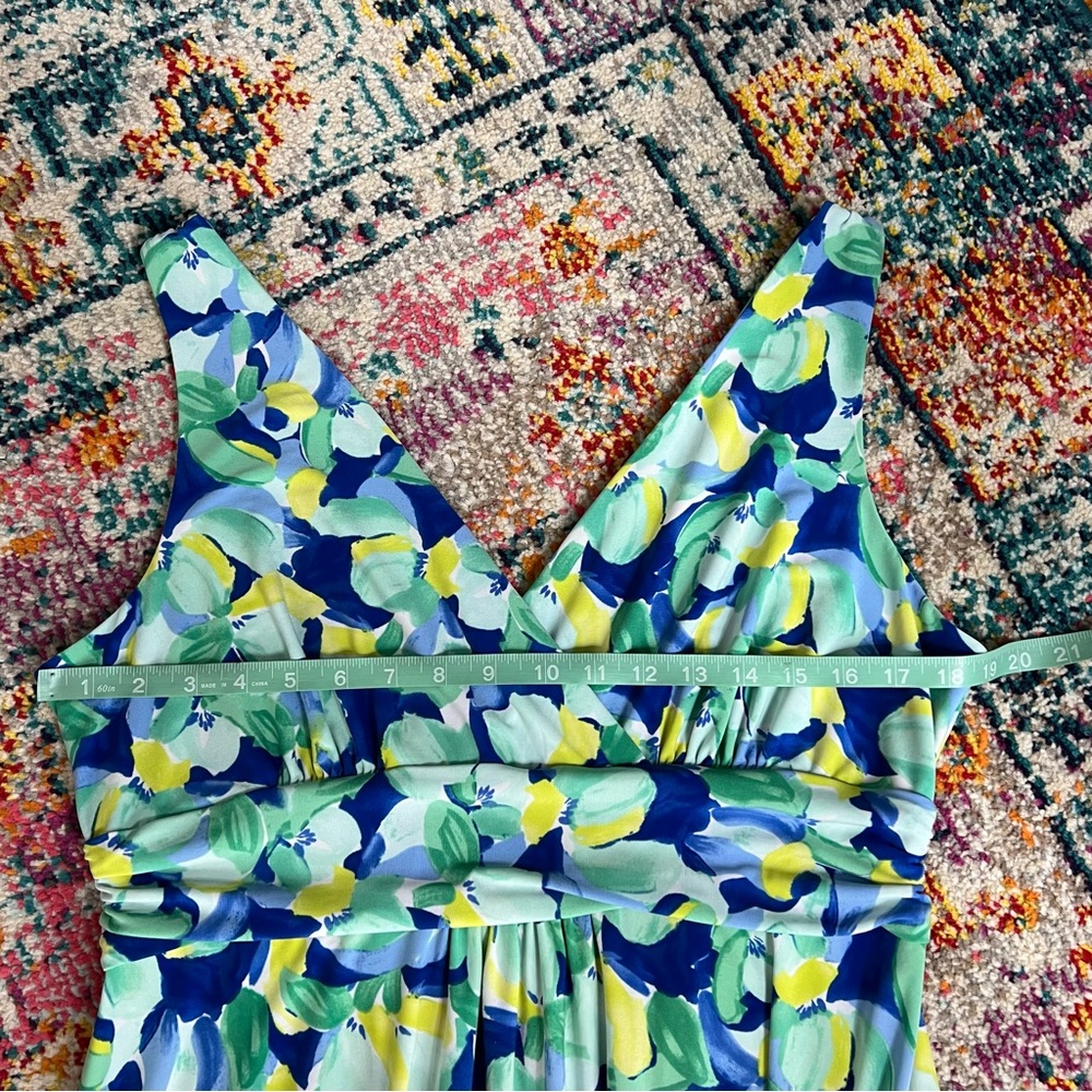 Pappagallo Becca Seafoam Multi Floral Caribbean Bloom Sleeveless Midi Dress M - Picture 13 of 16